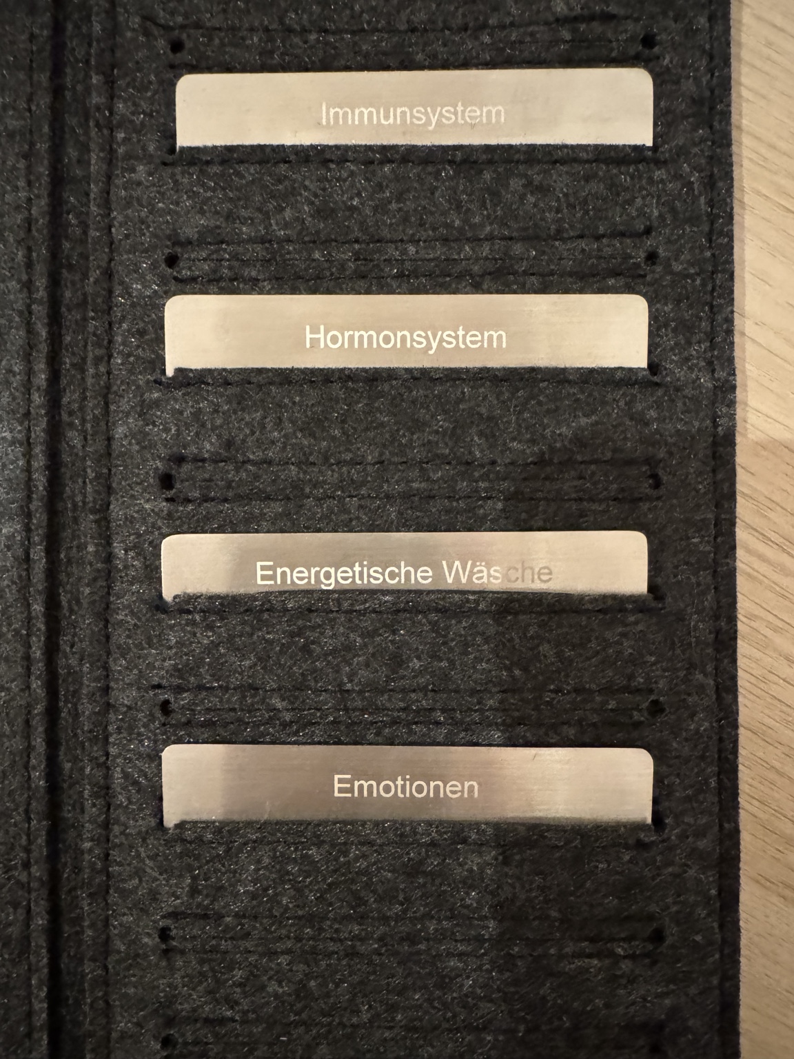 Verschiedene Programmkarten im geöffneten Kartenetui